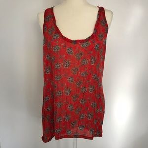 Free People Red Floral Sheer tank top